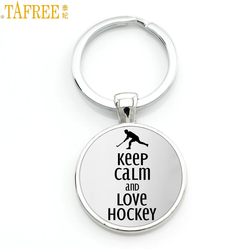 Бренд TAFREE Keep Calm and Love Hocky брелок Повседневный Спортивный хоккейный брелок кольцо для ключей для мужчин и женщин модный брелок ювелирные изделия SP481