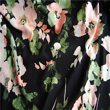 

Composite woven linen material, light pink flower, slightly transparent, summer new clothing material