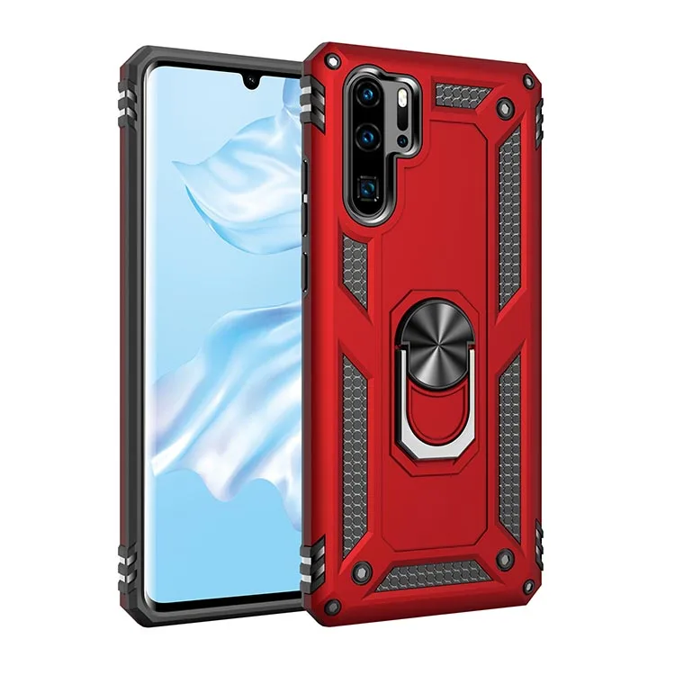 For Samsung Galaxy A20 A30 A40 A50 A70 A6 A7 A8 A9 Plus Heavy shatter-resistant armor Ring bracket Protective Case - Цвет: Red