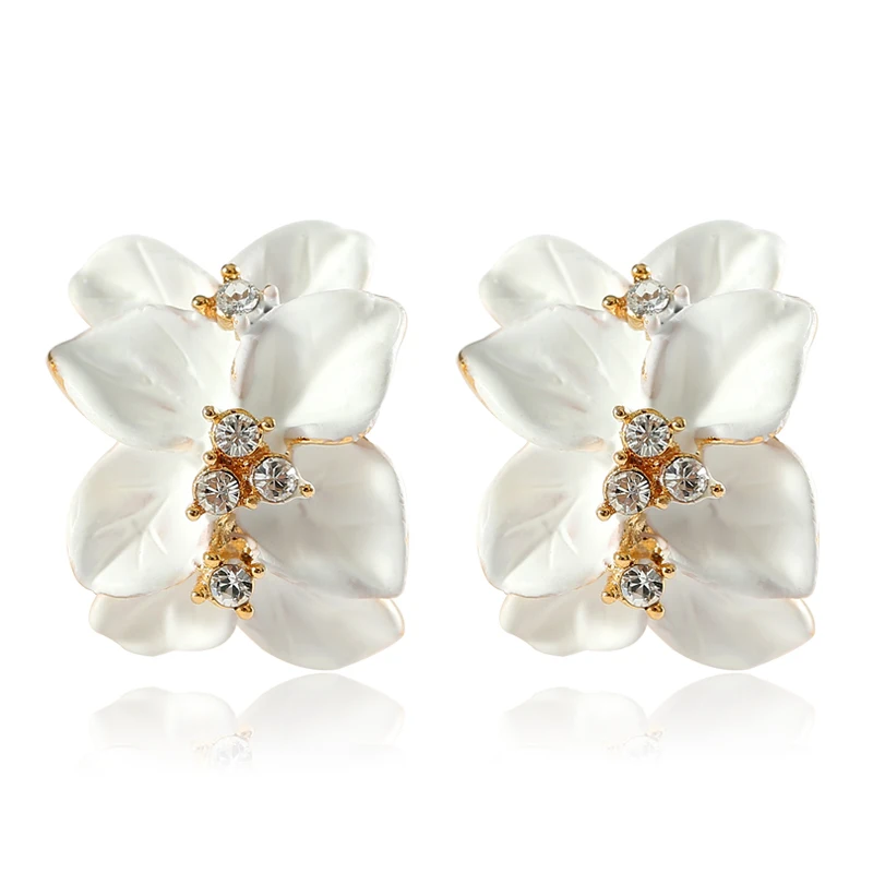 

Fashion Flower Shape Stud Earrings For Women New Design Gold Color Elegant Wedding Handmade Charm Jewelry Brincos Pendientes