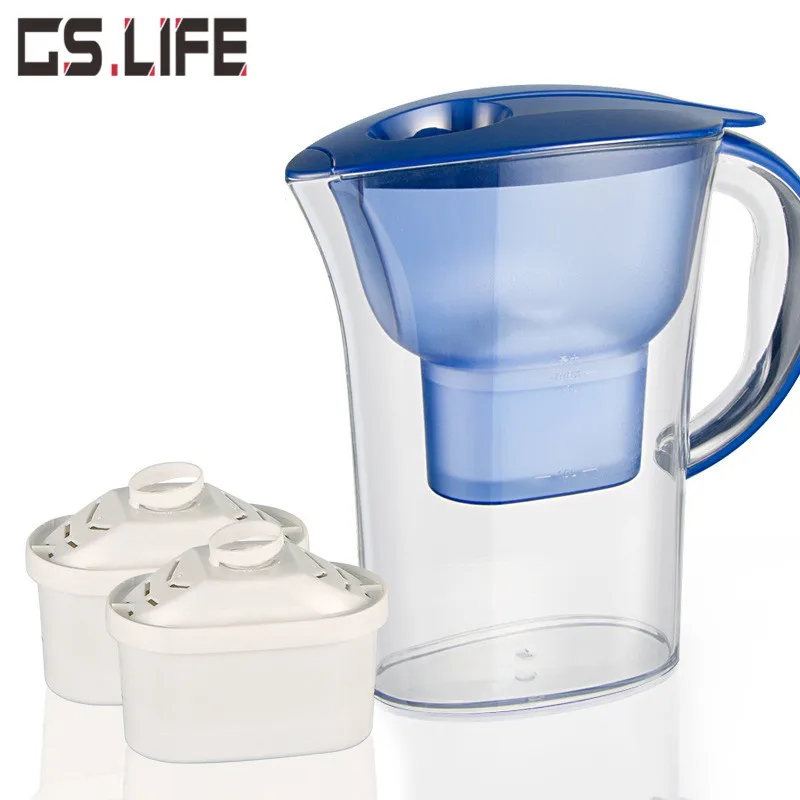 Household Kitchen Water Pitcher Kettle 2.5L Household Tap Water Filter with 2 Filters Water Cleaner Purifier
