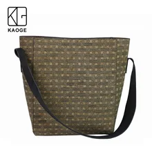 KAOGE, Женская Роскошная большая сумка из пробки, ручная работа, сумочка в клетку, модная деревянная женская сумка с широким ремнем на плечо