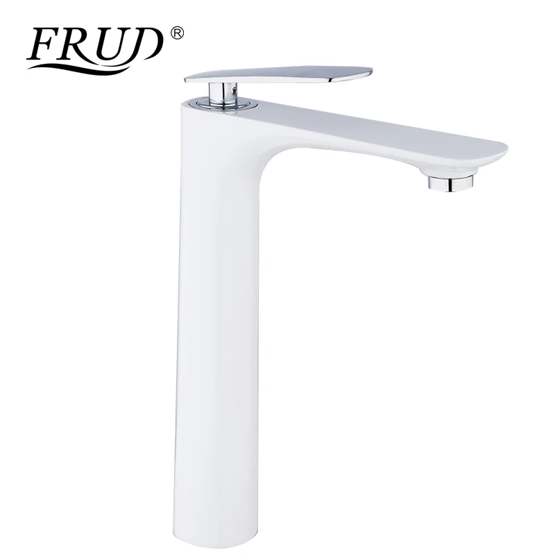 

FRUD New Arrival Modern White Basin Faucets Bathroom Faucets Single Handle Cold and Hot Water Saving Basin Mixer Tap Y10042