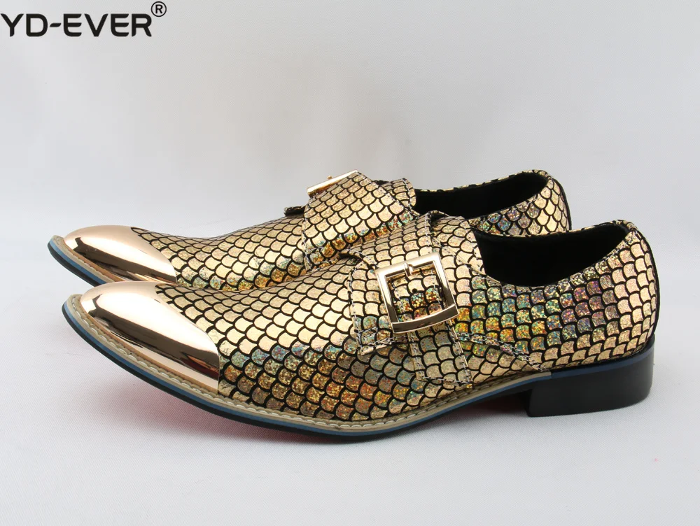 

Italian Style Shoes For Men Luxury Brand Loafers Bling Gold Print Genuine Leather Prom Flats Formal Dress Party Wedding Shoes