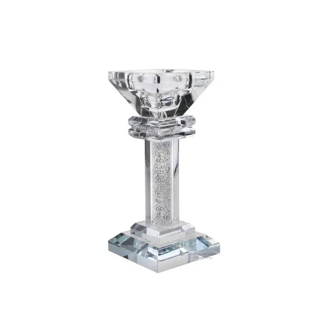 Elegant 5 3 6 5 9 3 Inch Crystal Pillar Candle Holder Candlestick For Wedding Centerpieces Candlelit Banquet Festival Decoration Candle Holders Aliexpress