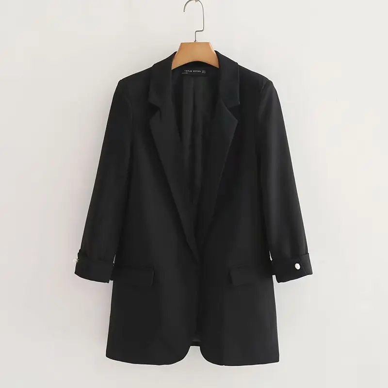 

Women Clothes Autumn Jacket Streetwear Luxury Solid Color Female Coats Nine-point Long Sleeve Casual Western Clothing Jacket
