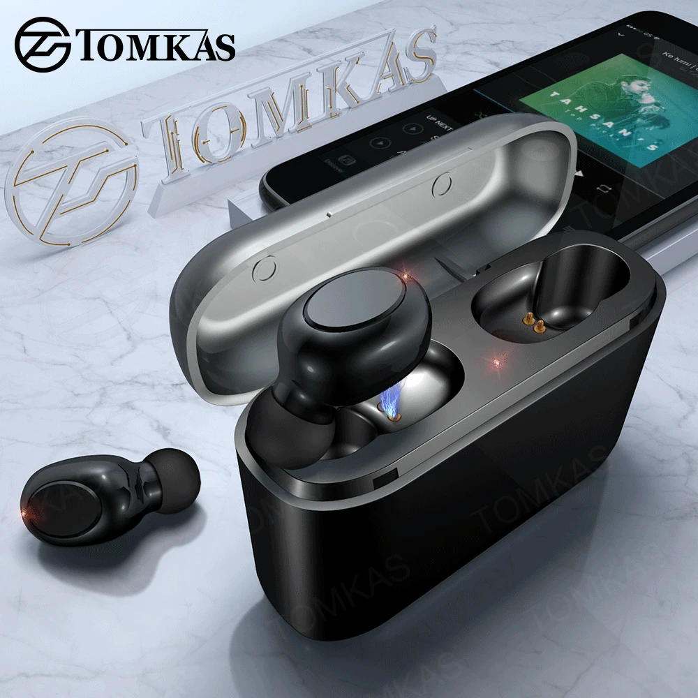 TOMKAS TWS Airpods Wireless Earbuds True 5D Stereo Bluetooth Earphones Mini TWS Earphones Waterproof Handsfree with 2200mAh Power Bank (8)