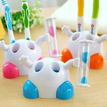 Cute children kids toothbrush holder with hourglass Cartoon Bathroom Robot Toothbrush organization Storage rack