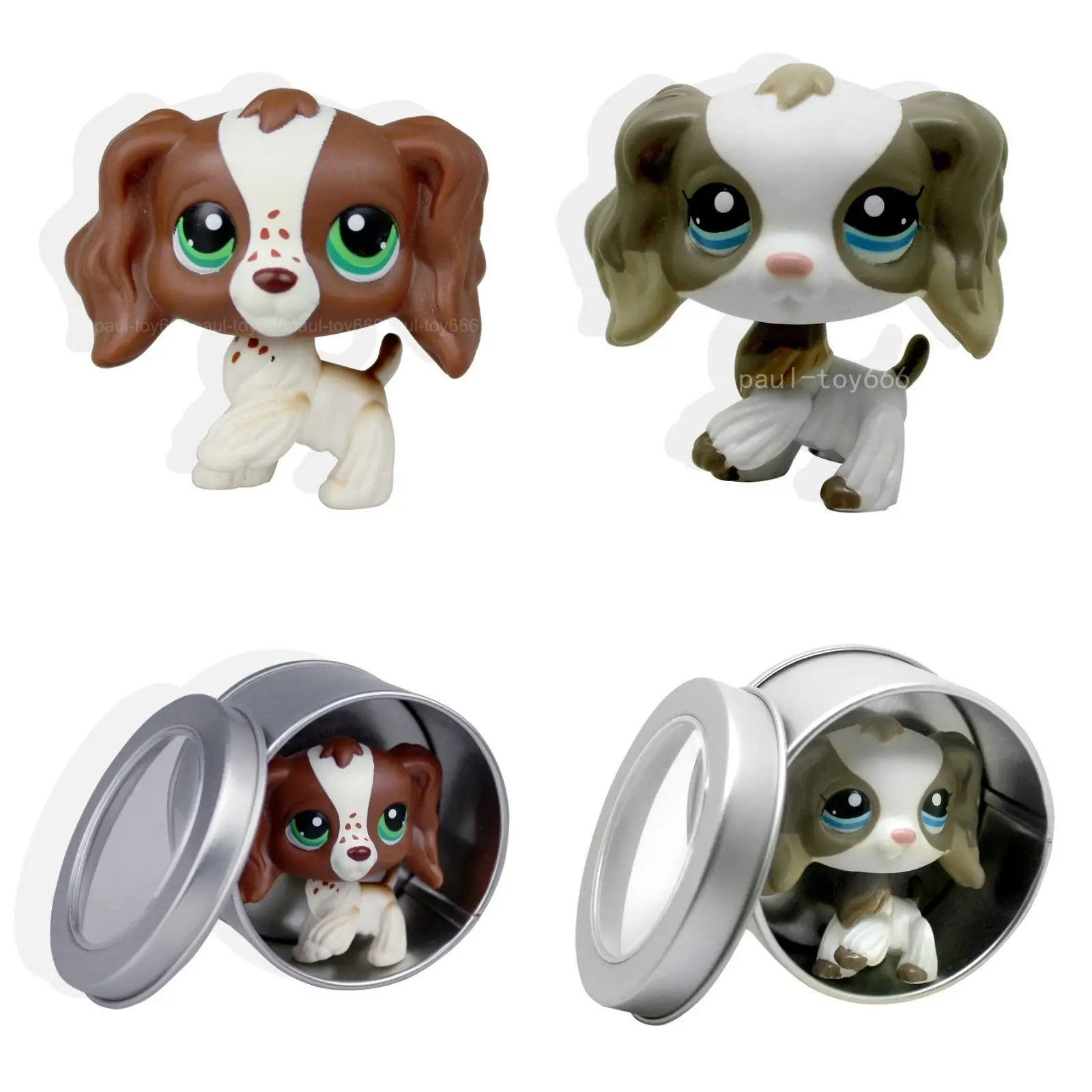

2pcs Littlest Pet Shop Brown Cocker Spaniel Puppy Dog LPS Rare #2254 #156