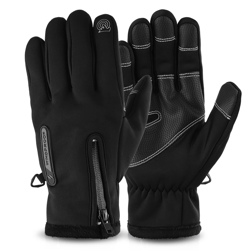 US Men Cycling Gloves Full Finger Winter Fleece Bike Bicycle Gloves Touchscreen