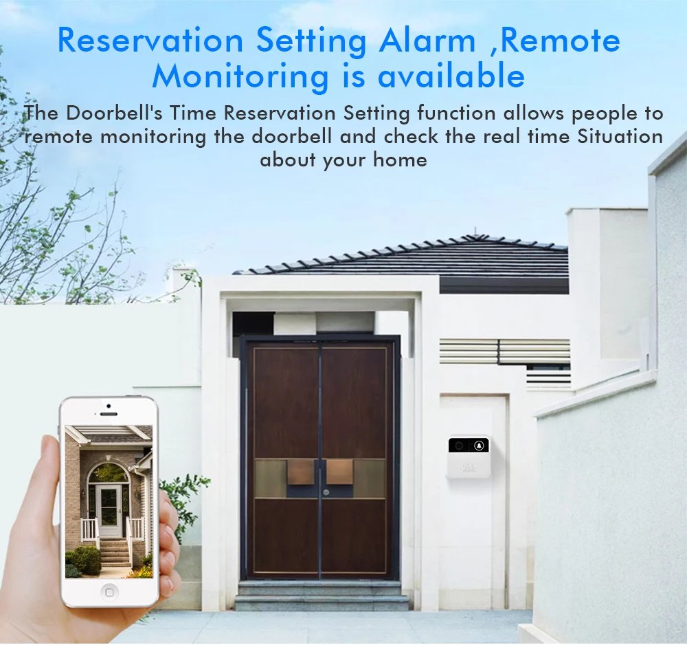 Wistino HD 720P WiFi Doorbell Camera Wireless Video Camera Night Vision Two-Way Audio Intercom Recorder Door Bell APP Remote Control  (4)