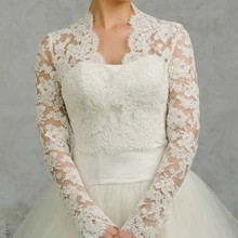 Полный Рукава Свадебные Болеро Куртки Сетки Кружева Свадебные Аксессуары Куртка Для Выпускного Вечера Свадебные Платья V-образным вырезом Куртки Болеро J10