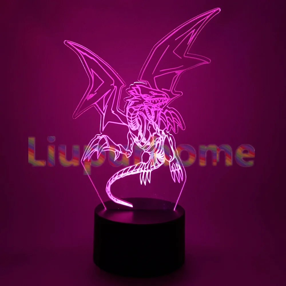 Yu Gi Oh Blue-Eyes Белый Дракон 3D светодиодный ночник домашний декор Новинка Настольная лампа светодиодный ночник для детей подарок