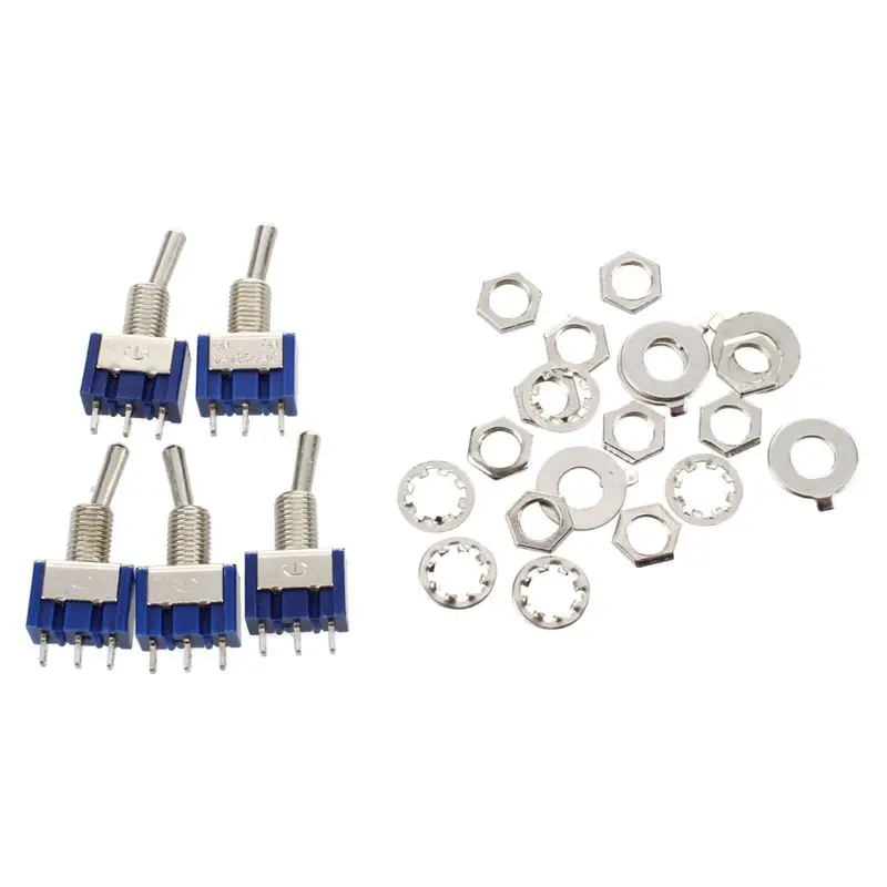 

5 Pcs AC 3A/250V 6A/125V ON/ON SPDT Mini 2 Position Latching Toggle Switch