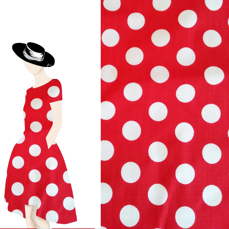 Г. Лидер продаж, модное эластичное хлопковое платье в красный и белый горошек из таласита ткань в горошек для девочек, лоскутное домашнее текстильное изделие