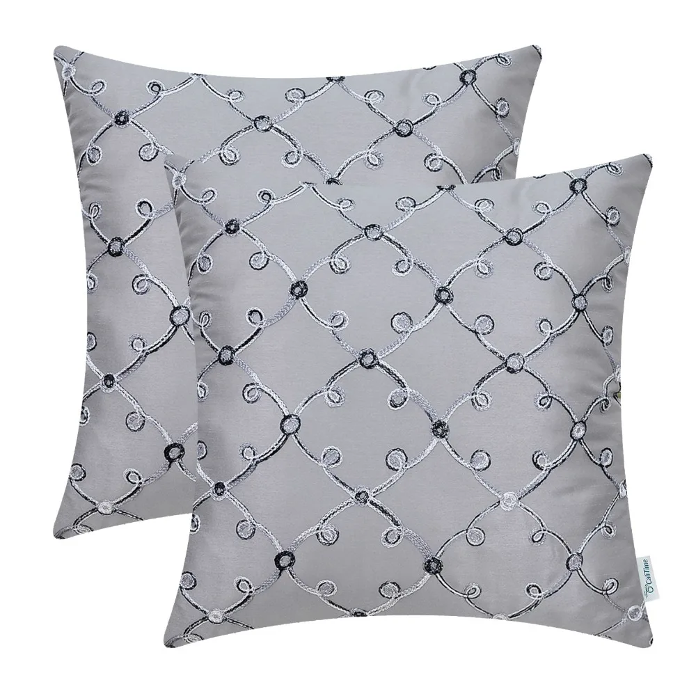 2PCS Square CaliTime Faux Silk Throw Pillow Covers Couch Gradient