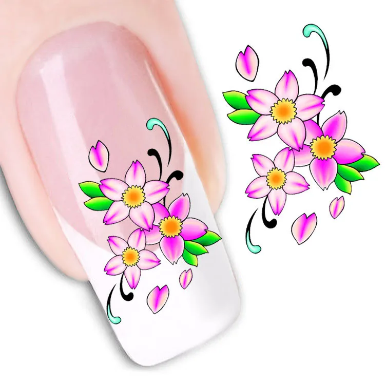 Цвет 3D Mix различные цветочного Дизайна Nail Art Наклейки Красивая Мода ногтей Украшения