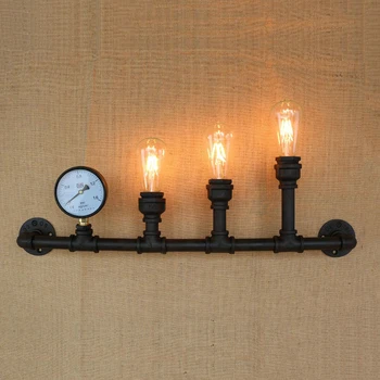 

Industrial retro loft iron water pipe wall light coffee shop bar study restaurant pub cafe wall lamp bra vintage wall sconce