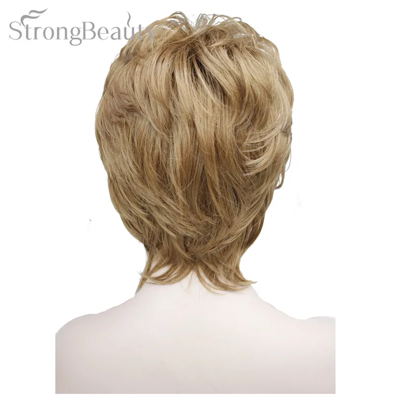 Сильная красота женский парик синтетический короткий объемный волнистый блонд серебристо-коричневый парик для черных женщин - Цвет: 27