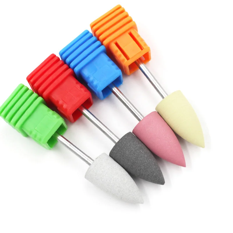 ERUIKA 4PC/set Bullet Head Nail Drills Rubber Silicon Bits Nail Buffer Milling Cutter For