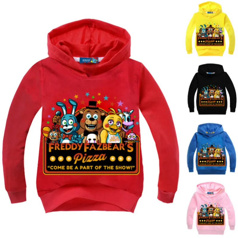 Весенние толстовки с капюшоном Five Nights At Freddy; футболки для девочек; Disfraces Infantiles Camiseta; Одежда для мальчиков; толстовки с капюшоном и длинными рукавами