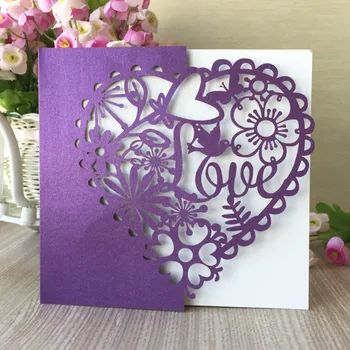 

30Pcs New Laser Cut Wedding Invitations Cards Set/Heart with Bird Greeting Cards Business Invitations Cards Party Supplies