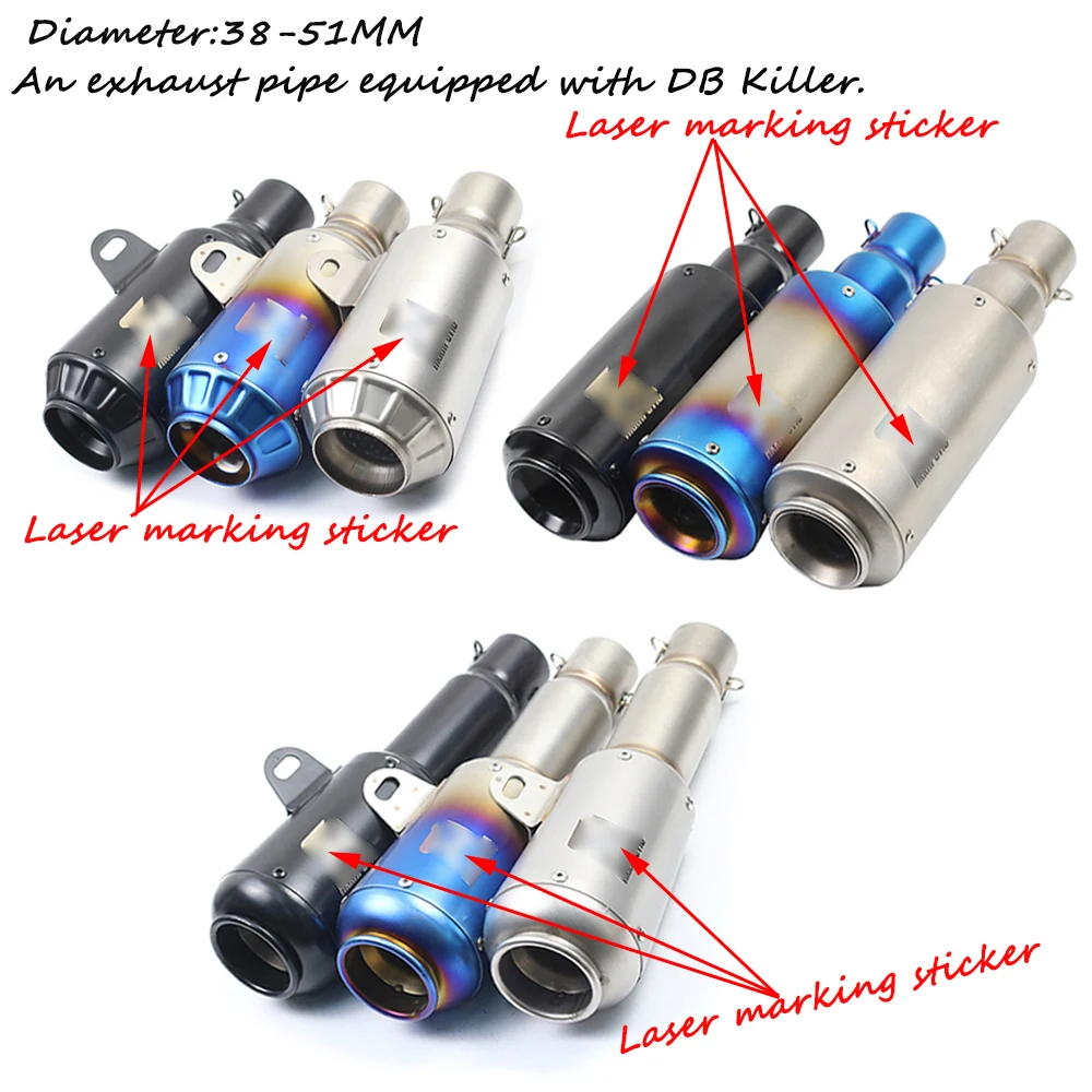 

Universal 38-51mm Stainless Steel Motorcycle Exhaust Muffler Pipe with Removable DB Killer Silencer System For Yamaha 250/350