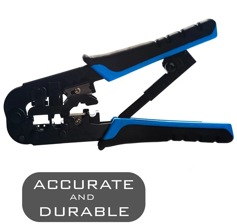 

RJ45 and RJ12 RJ11 Crimping Tool Network Ratcheting Wire Crimper Cutter Striper plier for Cat5 Cat6 Coaxial Cables - All in one
