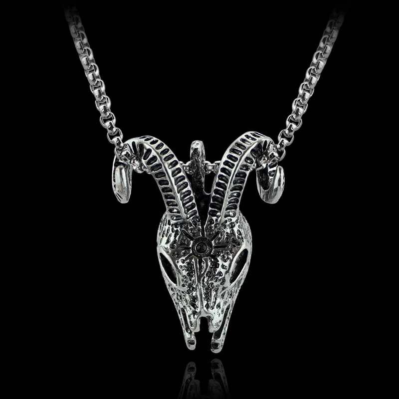 

The viking goat sheep head necklaces pendants Silver color necklace Charm Pendant Men's Jewlery Vintage Punk Sieraden