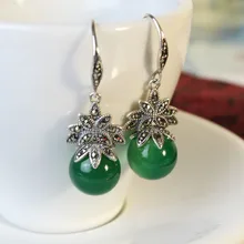 Laoyinjiang 925 серебряные серьги из чистого серебра женские зеленые серьги серебряные винтажные модные