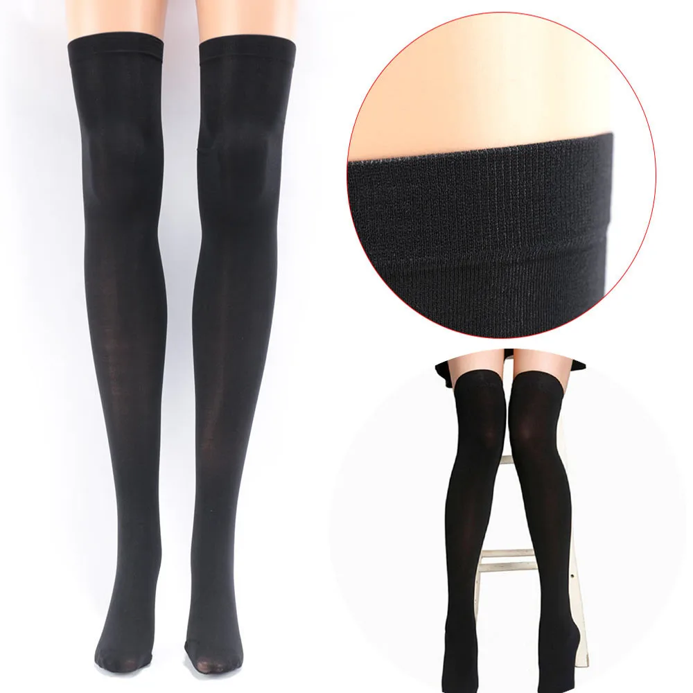 

1Pair Women Stocking Fashion Spring Summer Opaque Over Knee Thigh High Elastic Sexy Stockings Black/White/Beige Colors