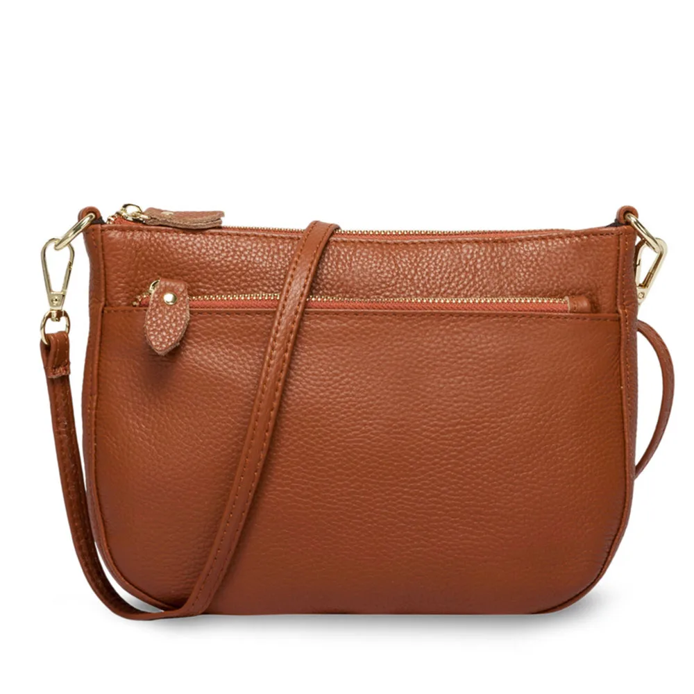 Zency натуральная кожа коричневая сумка модная женская сумка через плечо маленькая сумка с клапаном простая дамская сумка через плечо сумка-мессенджер - Цвет: Brown