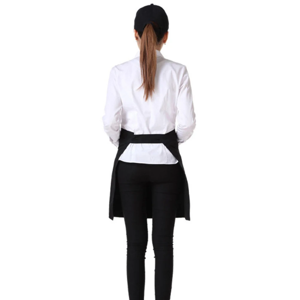 Universal Unisex Women Men Kitchen Cooking Black Waist Apron Short Apron Waiter Apron With Double Pockets 40*60cm