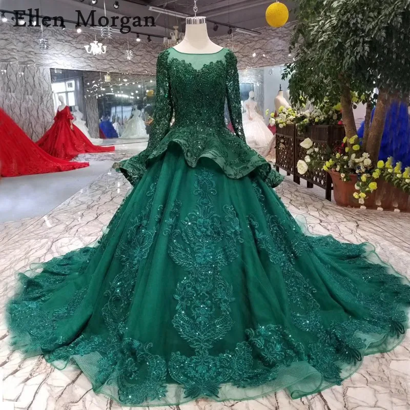 Buy Dark Green Ball Gowns Wedding Dresses 2019 Arabic