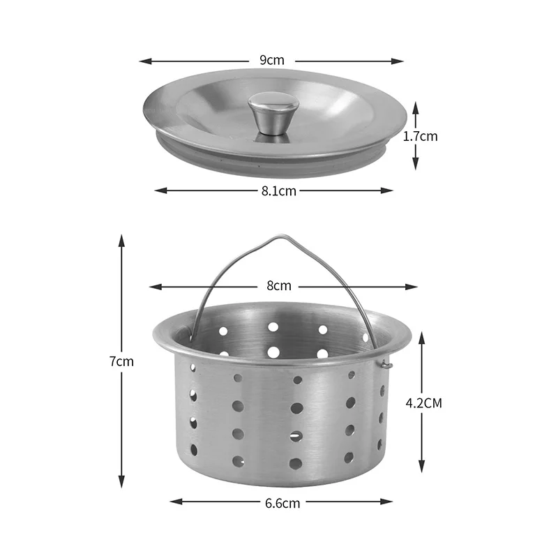 ORZ кухонная нержавеющая сталь сито для раковины установка для переработки отходов вставка для сливного отверстия сито для раковины корзина ванная комната приспособления с крышкой