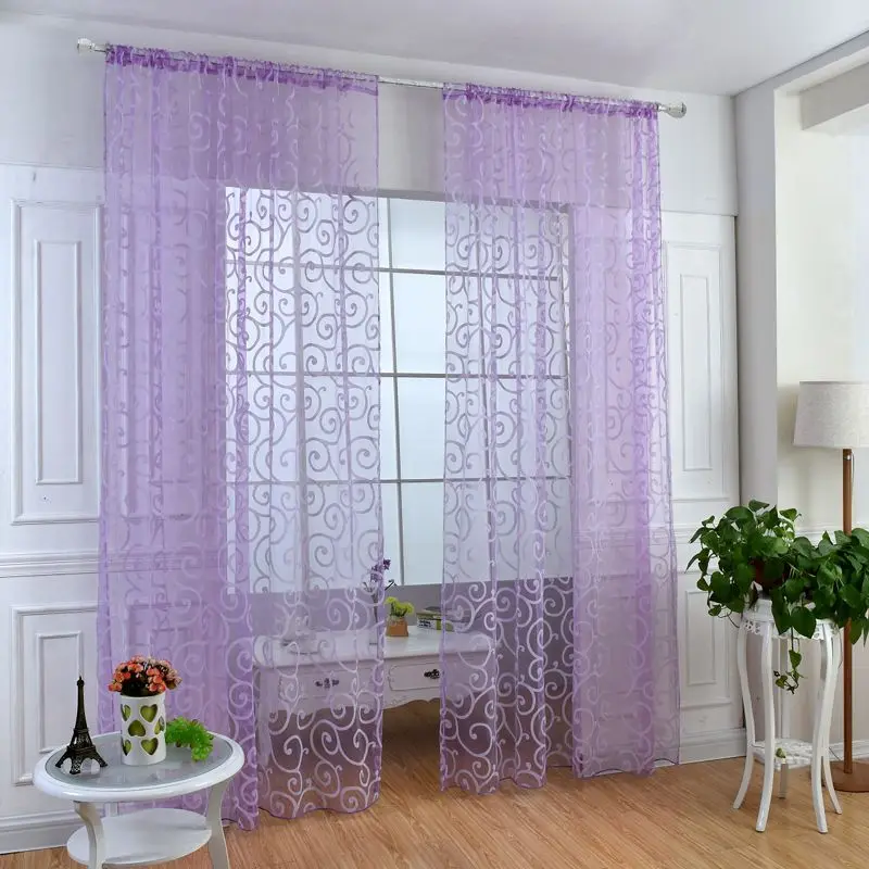Новинка, разные размеры, тюлевые занавески на окно для гостиной, спальни, кухни, современные оконные цветные занавески из вуали, новые - Цвет: B purple100x200cm