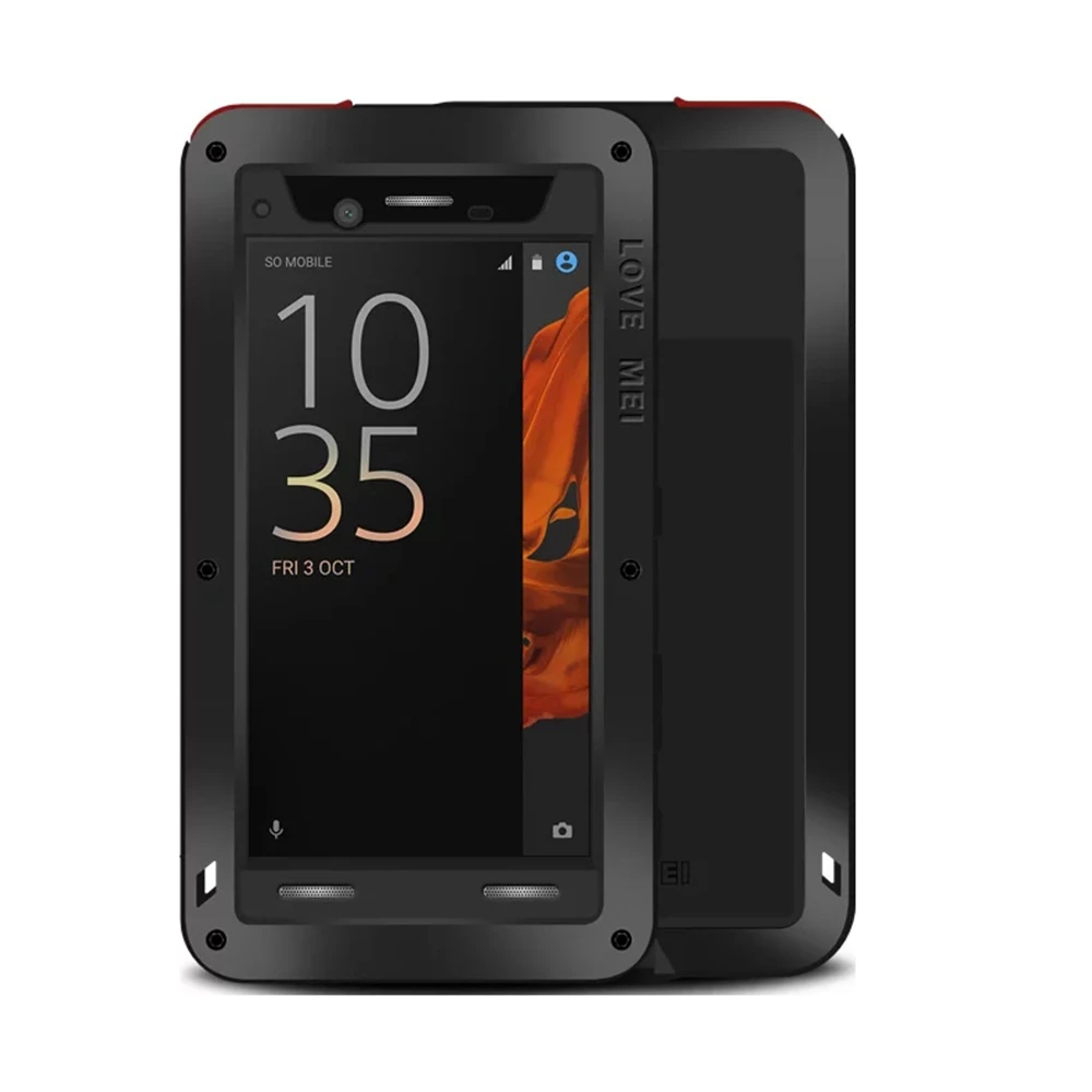 imágenes para Amor de la original mei potente impermeable a prueba de choques de aluminio del metal armor hard case para sony xperia xz con vidrio templado imágenes para Amor de la original mei potente impermeable a prueba de choques de aluminio del metal armor hard case para sony xperia xz con vidrio templado