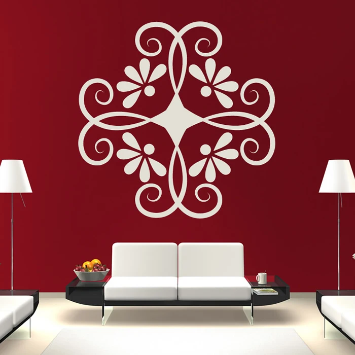 Clásico SPIRALE floreale diseño Adhesivos de pared Decoración para el hogar salón dormitorio arte mural vinilos paredes pared del cuarto la115