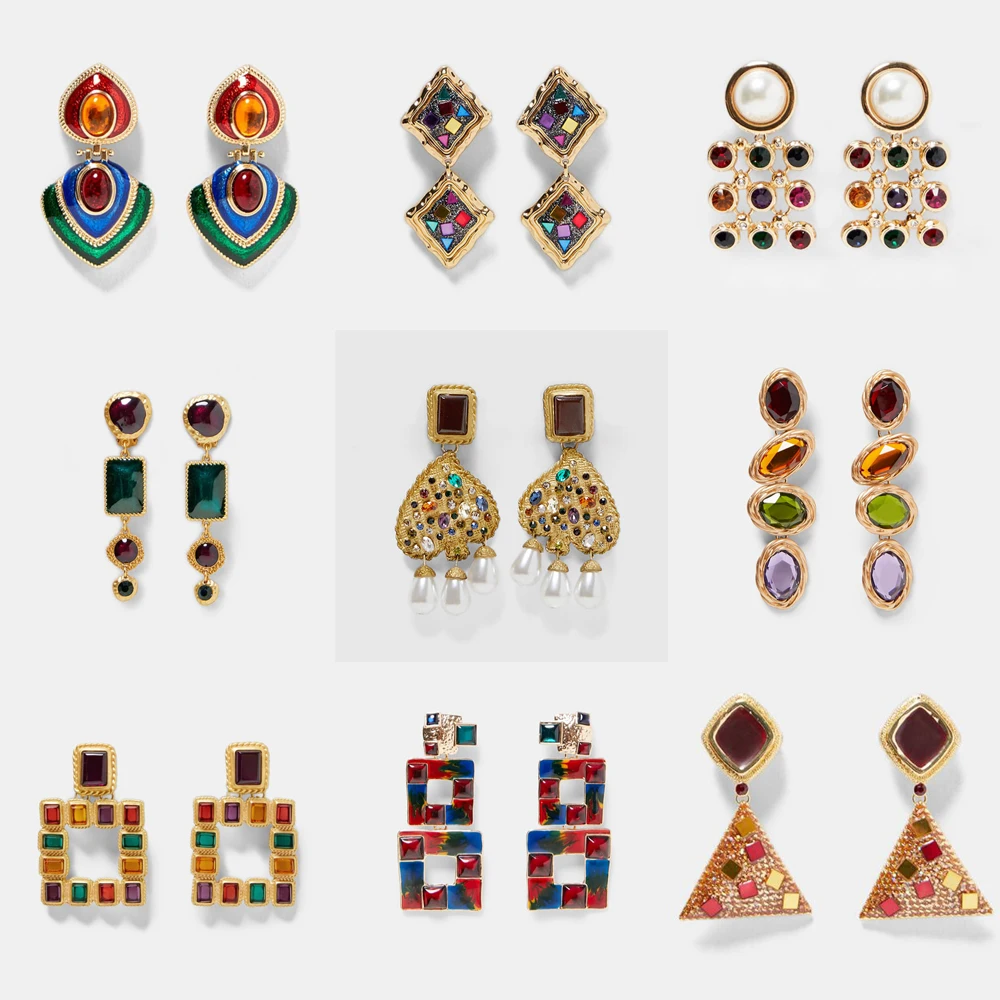 

Ztech Za Earrings For Women Multi-color Crystal Hyperbole Boho Earring Brincos Wedding Party Christmas Ear Jewelry Elegant Gifts