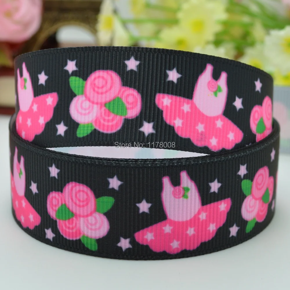 DUWES 7/8 &quot22 мм балетная юбка pind star с цветочным принтом grosgrain лента бант для волос DIY