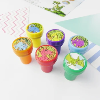 

6Ps Children Animal Dinosaur pattern stamps children plastic rubber DIY toy set Drawing tools Holiday gifts Pre-School Toys