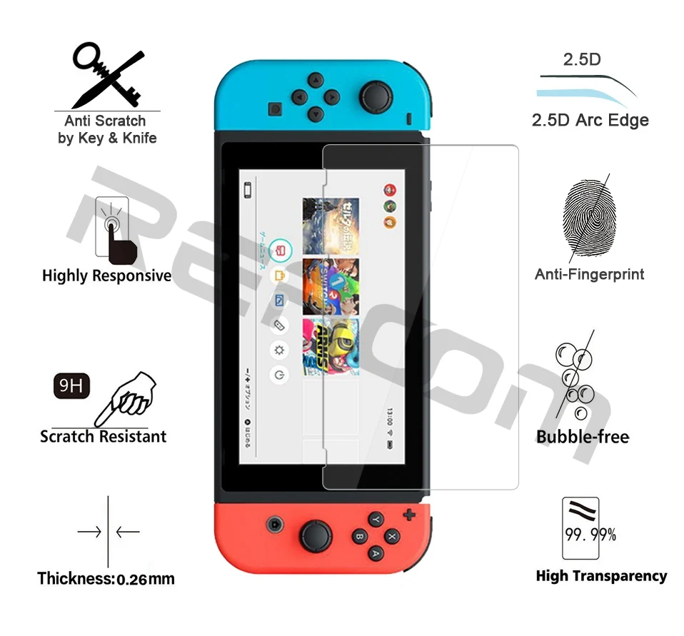 Reaoom 9H 2.5D Phone Screen Protector for Nintendo Switch Glass Protection Cover Dispaly Film for Nintendo switch Tempered Glass (2)
