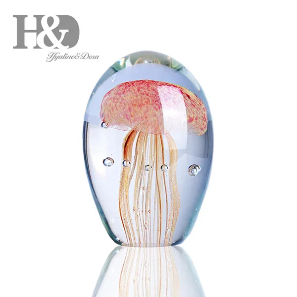 H& D 4,5 дюймов ручная выдувная стеклянная Медуза пресс-папье домашний декор стеклянная Медуза Minature Статуэтка стекло ремесло подарок для дома и офиса - Цвет: Light Pink