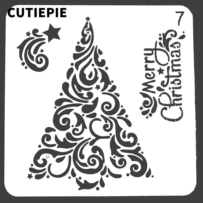 

Christmas Gifts Tree Stencils For Painting Scrapbooking Stamp Cake Decorating Tool Embossing Paper Cards Album DIY Decoration