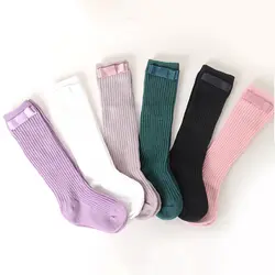 Модные детские носки с банты для маленьких девочек гольфы из хлопка для детей ясельного возраста, детские танцевальные носки для младенцев
