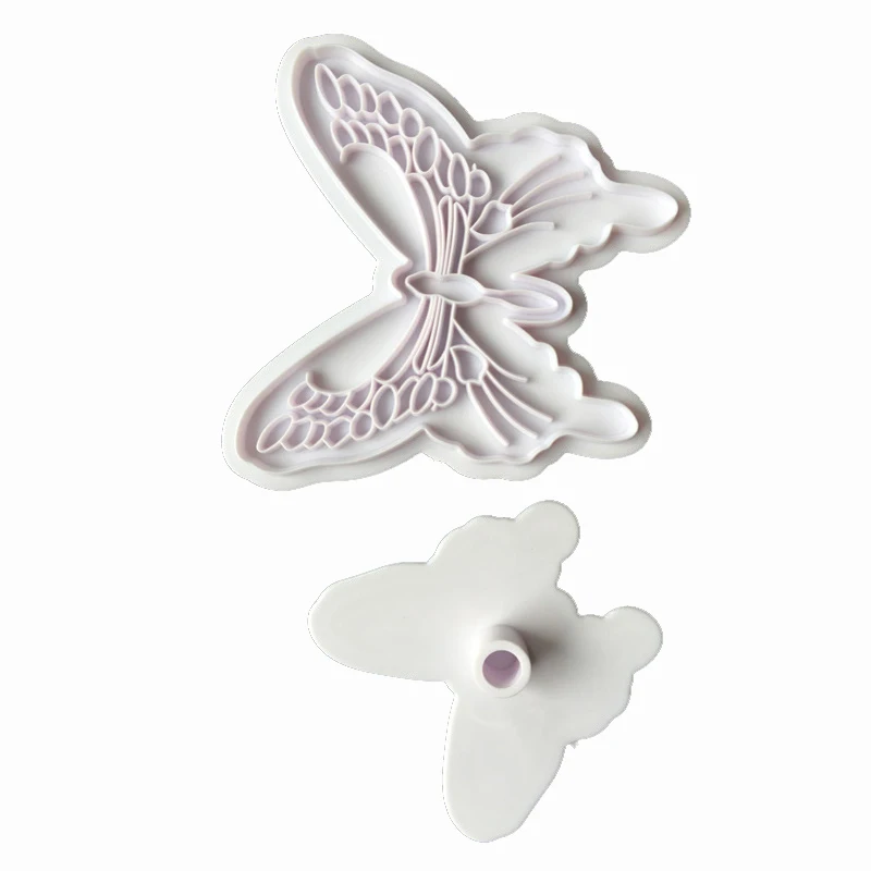 2pcsset Butterfly Shaped Biscuit Cutting Mold Stamping Die-Cut Printing Mould 3D Cookie Dessert Fondant Baking Decor Tools2