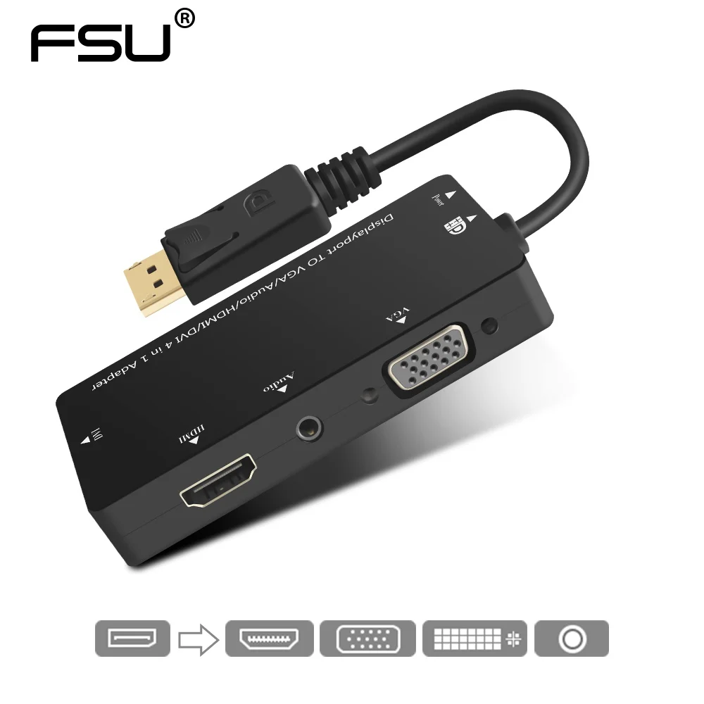 

Thunderbolt Displayport DP To HDMI DVI VGA with aux Male to Female Adapter Port Cable Converter for PC computer