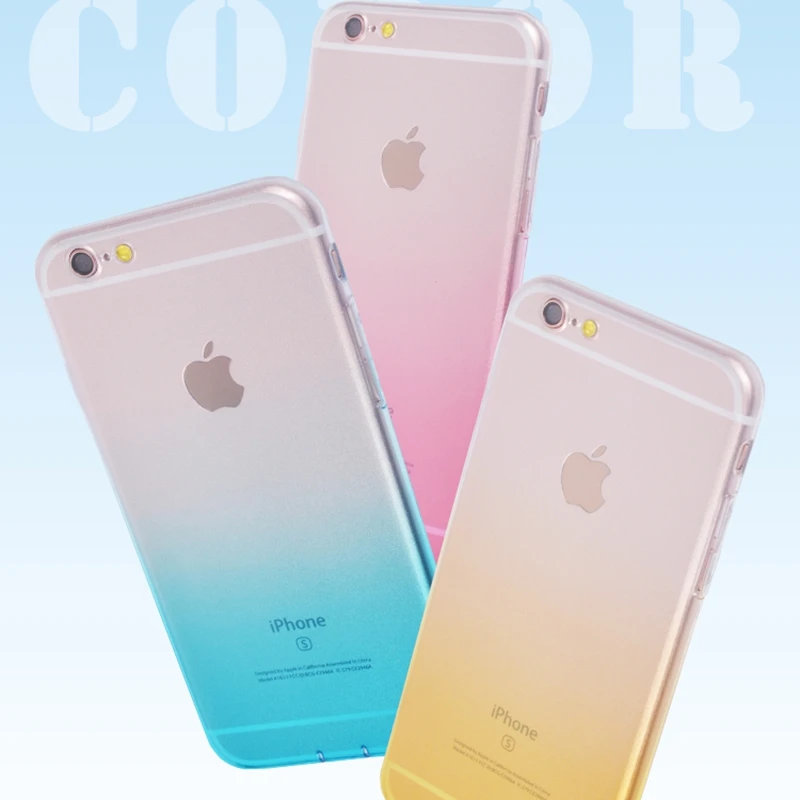 

For Fundas iPhone 7 8 Plus Ultra Thin Cases for iPhone X XS Max XR Clear TPU Gradient Aurora Phone Cases For iPhone 5S 5 SE