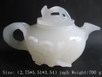 

100% of Afghanistan jade teapot, hand carved plum blossom lotus leaf hip flask