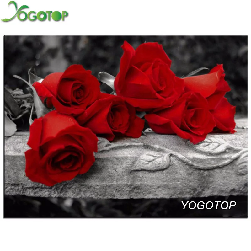 

YOGOTOP Diy Diamond Painting Cross Stitch Mosaic Kits Needlework Red roses Painting Square Diamond Embroidery Home Decor ZB295